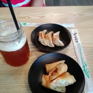 Gyzas y spring rolls