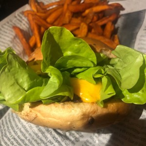 Cheese Burger & Sweet Potato Fries