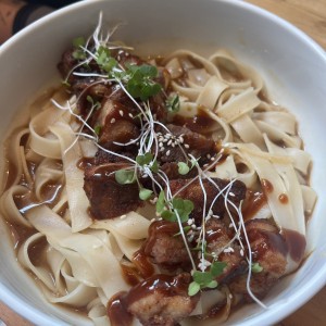 Pork belly rice and noodles