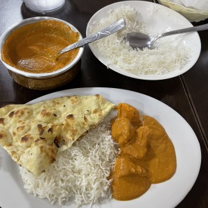 Butter Chicken, Basmati rice y naan