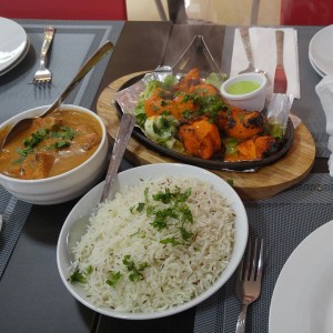Butter chicken, makhani chicken, Jeera Rice.