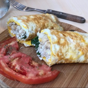 tortilla con pollo y espinaca 