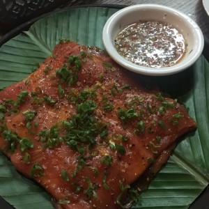 tostada de yuca con atun