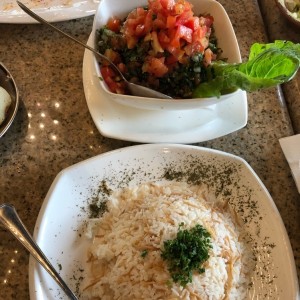 Tabule y arroz con fideos