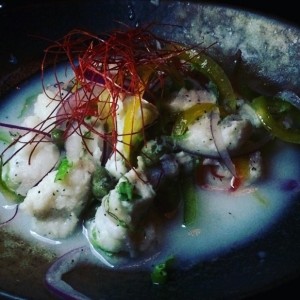 ceviche de corvina y pixvae