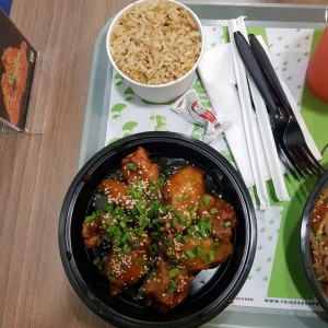 korean bbq wings y arroz al wok