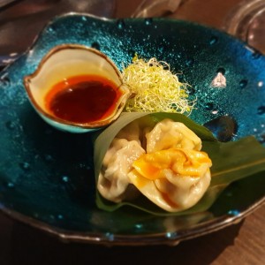 LOBSTER & WAGYU DUMPLINGS IN CHILI SAUCE