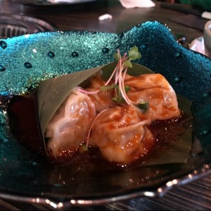 LOBSTER & WAGYU DUMPLINGS IN CHILI SAUCE