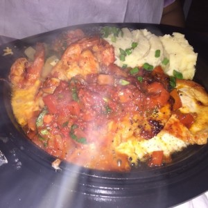 sizzling chicken and shrimps