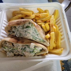 Pita chicken Salad/ Papas Fritas