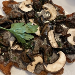 Secondi Piatti - Milanesa de pollo funghi cremoso