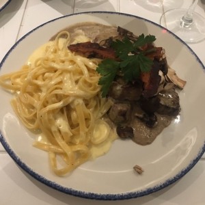 Filete Mignon con linguini a la crema