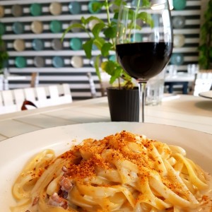 fettuccine Alfredo con trufas 