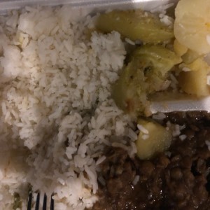rice, beans, boiled potatoes