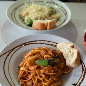 carbonara y aglio rosso