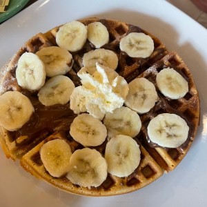 Waffle de banano y nutella