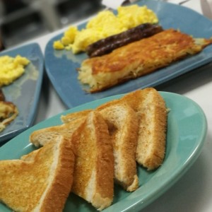 Breakfast sampler and toast