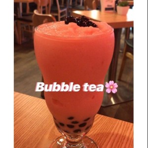 bubble tea con sabor a fresas