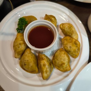 Dumplings Frito con salsa Picante