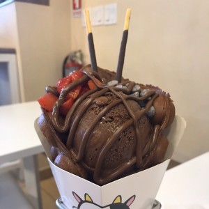 Dark Chocolate Ice Cream on a Chocolate Waffle