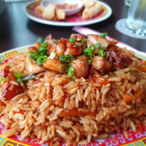 arroz frito con camarones 