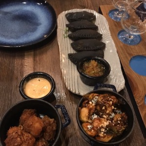 black empanadas, corn flakes chiken 