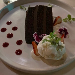 Chocolate torte with vanilla ice cream
