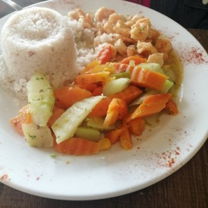Camarones con arroz con coco