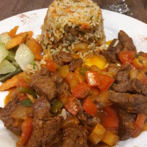 filete picado con arroz pencas 