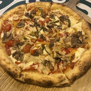 Pizza vegariana + pollo
