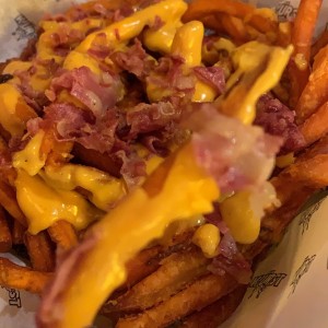 Sweet Potatoes with Cheddar Cheese and Bacon