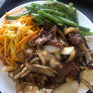 Beef, veggies and noodles 