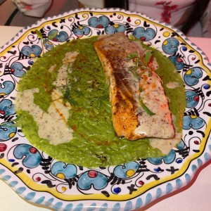 Salmon con risoto verde