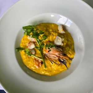 arroz con langostino y calabaza