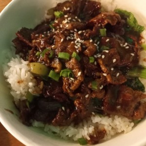 carne Mongolia y arroz jazmin