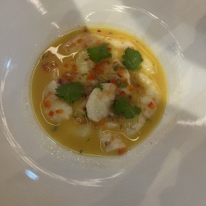 Ceviche de Langostinos con Maracuyá