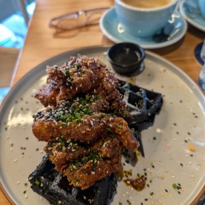 BLACK SESAME WAFFLE & SPICY HONEY BUTTER CHICKEN