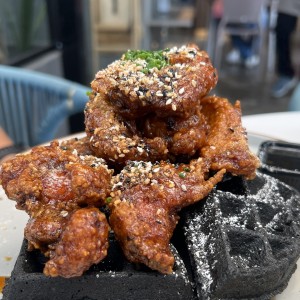 BLACK SESAME WAFFLE & SPICY HONEY BUTTER CHICKEN