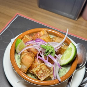 Entradas - Ceviche de porkbelly