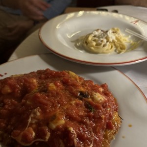 Milanesa y spaghetti al limone