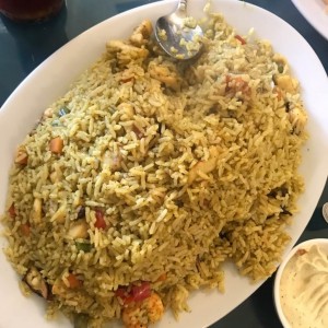 arroz verde con mariscos