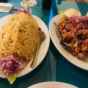 arroz con mariscos y jalea