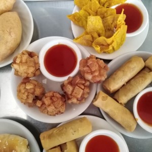 Rollitos Primavera y bolitas de camarones