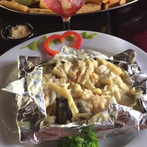 Pasta al cartucho de Mariscos