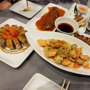 Osaka ebi, zk roll, spring roll, vegetales tempura