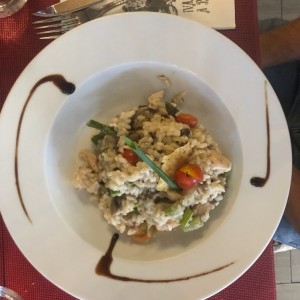Risotto de poulet et champignons portobello et asperges