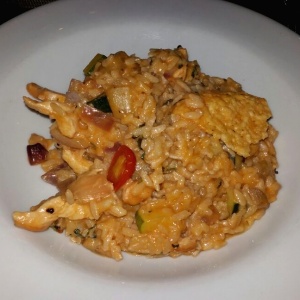 Risotto de vegetales y pollo