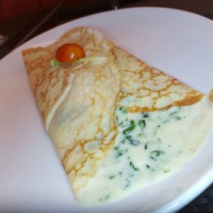 crepe de pollo y espinacas