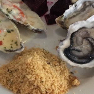 ostras e farofa