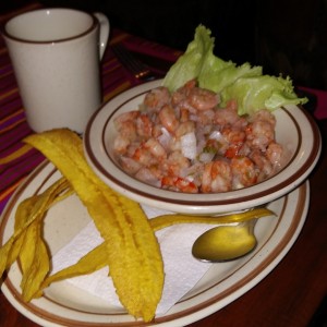 Ceviche de camarones.